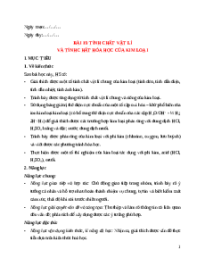 Giáo án Bài 19 Hóa học 12 Kết nối tri thức: Tính chất vật lí và tính chất hoá học của kim loại