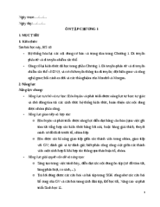 Giáo án Ôn tập Chương 1 Sinh học 12 Chân trời sáng tạo