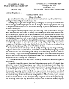 Đề thi thử tốt nghiệp THPT 2025 Ngữ văn trường THPT Hoàng Quốc Việt - Sở GD&ĐT Bắc Ninh