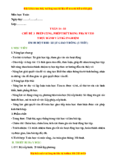 Giáo án Thực hành: Đi bộ theo luật giao thông Toán lớp 1 Chân trời sáng tạo