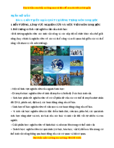 Lý thuyết Sinh học 10 Chân trời sáng tạo Bài 1: Giới thiệu khái quát chương trình môn Sinh học