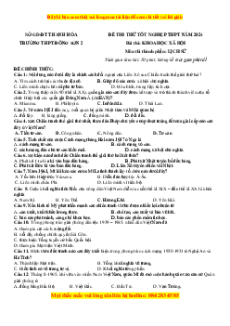Đề thi thử tốt nghiệp Lịch sử trường THPT Đông Sơn 2 năm 2024