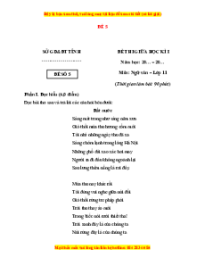 Đề thi giữa kì 1 Ngữ văn 11 Cánh diều ( đề 5)