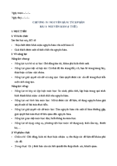 Giáo án Nguyên hàm Toán 12 Cánh diều