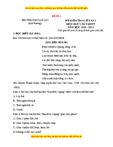 Đề thi giữa kì 1 Ngữ văn 8 Kết nối tri thức (đề 12)