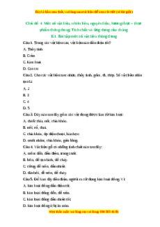 Trắc nghiệm Một số vật liệu thông dụng KHTN 6 Chân trời sáng tạo