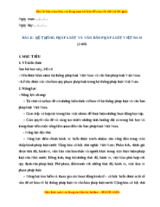 Giáo án Bài 12 KTPL 10 Kết nối tri thức: Hệ thống pháp luật và văn bản pháp luật Việt Nam