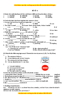 Đề thi giữa kì 1 Tiếng Anh 9 - Đề 11