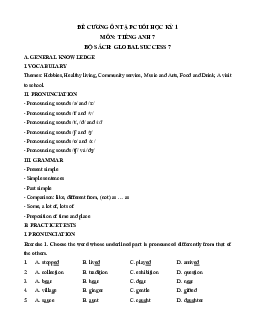 Đề cương ôn tập Cuối kì 1 Tiếng Anh 7 Global Success