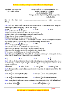 Đề thi thử Vật Lí trường Chuyên Lê Thánh Tông năm 2021