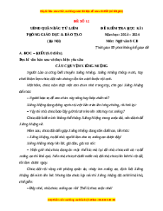 Đề thi cuối kì 1 Ngữ văn 8 Cánh diều - Đề 12