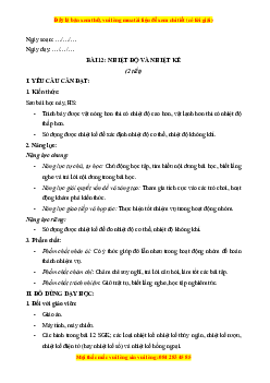 Giáo án Bài 12 Khoa học lớp 4 (Chân trời sáng tạo): Nhiệt độ và nhiệt kế