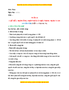 Giáo án Luyện tập (Trang 70) Toán lớp 2 Cánh diều