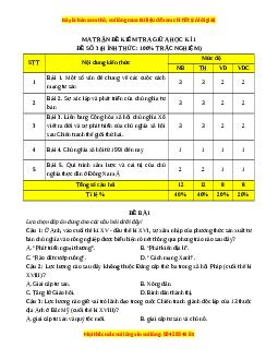 Đề thi giữa kì 1 Lịch sử 11 Chân trời sáng tạo (đề 3)