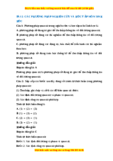 Trắc nghiệm Sinh học 10 Bài 2 Chân trời sáng tạo: Các phương pháp nghiên cứu và học tập môn Sinh học