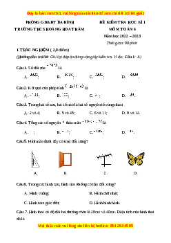 Đề thi cuối kì 1 Toán 6 Cánh diều trường THCS Hoàng Hoa Thám - Quận Ba Đình - TP Hà Nội