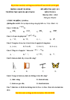 Đề thi cuối kì 1 Toán 6 Cánh diều trường THCS Hoàng Hoa Thám - Quận Ba Đình - TP Hà Nội