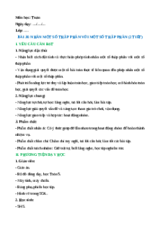 Giáo án Nhân một số thập phân với một số thập phân Toán lớp 5 Cánh diều