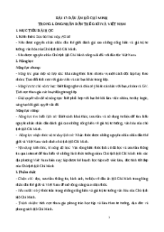 Giáo án Bài 17 Lịch sử 12 Kết nối tri thức: Dấu ấn Hồ Chí Minh trong lòng nhân dân thế giới và Việt Nam