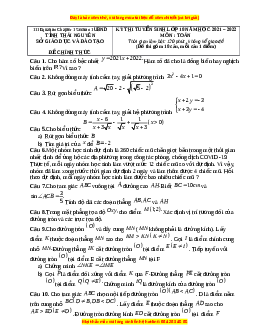 Đề thi vào 10 môn Toán tỉnh Thái Nguyên năm 2022