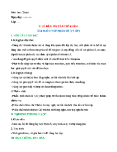 Giáo án Ôn tập phân số Toán lớp 5 Chân trời sáng tạo
