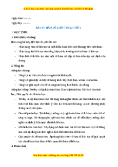 Giáo án Hàm số liên tục Toán 11 Kết nối tri thức