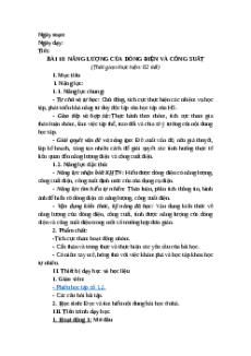 Giáo án Bài 10 KHTN 9 Cánh diều (2024): Năng lượng của dòng điện và công suất điện