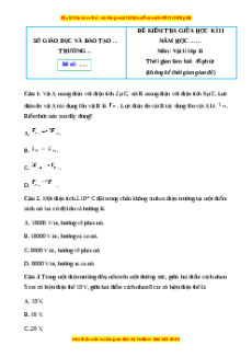 Đề thi giữa kì 2 Vật lí 11 Chân trời sáng tạo (Đề 2)