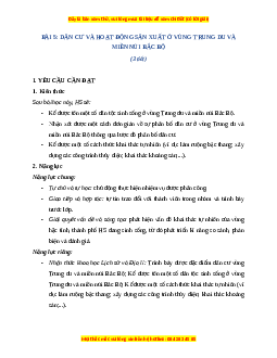 Giáo án Bài 5 Lịch sử & Địa lí lớp 4 Chân trời sáng tạo: Dân cư và hoạt động sản xuất ở vùng trung du và miền núi Bắc Bộ