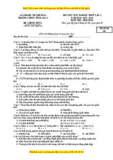 Đề thi thử tốt nghiệp Sinh học trường THPT Tĩnh Gia 2 năm 2024