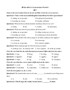 Đề thi cuối kì 1 Tiếng Anh 8 ilearn smart world (Đề 5 kèm file nghe)