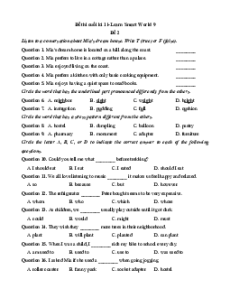 Đề thi Cuối kì 1 Tiếng Anh 9 Ilearn Smart world (Đề 2 kèm file nghe)