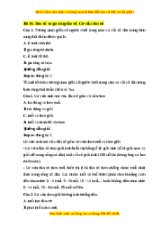 Trắc nghiệm Bài 16: Dân số và gia tăng dân số. Cơ cấu dân số Địa lí 10 Cánh diều