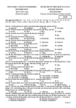 Đề thi thử tốt nghiệp Hóa học Sở GD&ĐT Ninh Bình lần 2 năm 2024