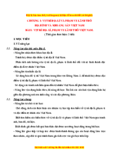 Giáo án Bài 1 Địa lí 8 Kết nối tri thức (2024): Vị trí địa lí và phạm vi lãnh thổ Việt Nam