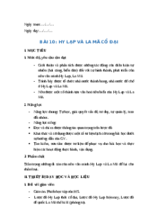 Giáo án Bài 10 Lịch sử 6 Kết nối tri thức (năm 2024): Hy Lạp và La Mã cổ đại