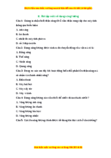 Trắc nghiệm Một số dạng năng lượng KHTN 6 Kết nối tri thức