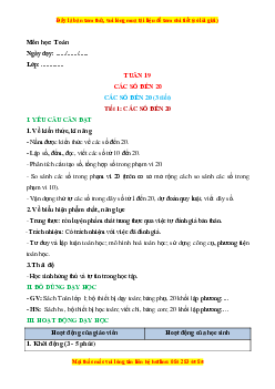 Giáo án Toán lớp 1 Học kì 2 Chân trời sáng tạo