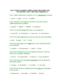 (Ôn thi Viên chức Mầm non) 200 câu trắc nghiệm đồng nghĩa tiếng Anh