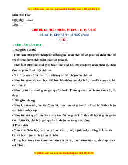 Giáo án Phép nhân phân số Toán lớp 4 Kết nối tri thức