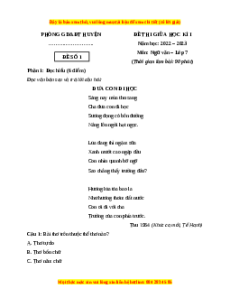 Đề thi giữa học kì 1 Ngữ Văn 7 Chân trời sáng tạo (Đề 1)