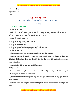 Giáo án Phân số và phép chia số tự nhiên Toán lớp 4 Cánh diều