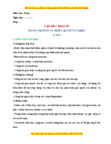 Giáo án Phân số và phép chia số tự nhiên Toán lớp 4 Cánh diều