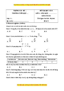 Đề thi cuối kì 2 Toán lớp 4 Kết nối tri thức (Đề 9)