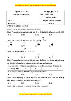 Đề thi cuối kì 2 Toán lớp 4 Kết nối tri thức (Đề 9)