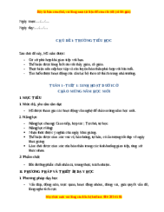 Giáo án Tuần 1 HĐTN lớp 2 Cánh diều