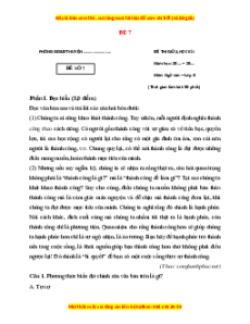 Đề thi giữa kì 1 Ngữ văn 8 Kết nối tri thức (đề 7)