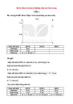 VBT Toán lớp 3 Bài 52 (Kết nối tri thức): Diện tích hình chữ nhật, diện tích hình vuông