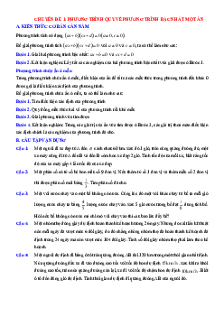 Chuyên đề 1. Phương trình quy về phương trình bậc nhất