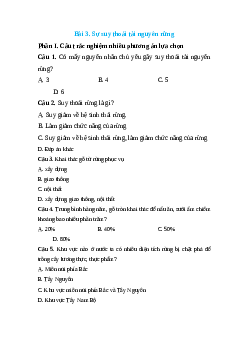 Trắc nghiệm Bài 3: Sự suy thoái tài nguyên rừng Công nghệ 12 Lâm nghiệp-Thủy sản Cánh diều
